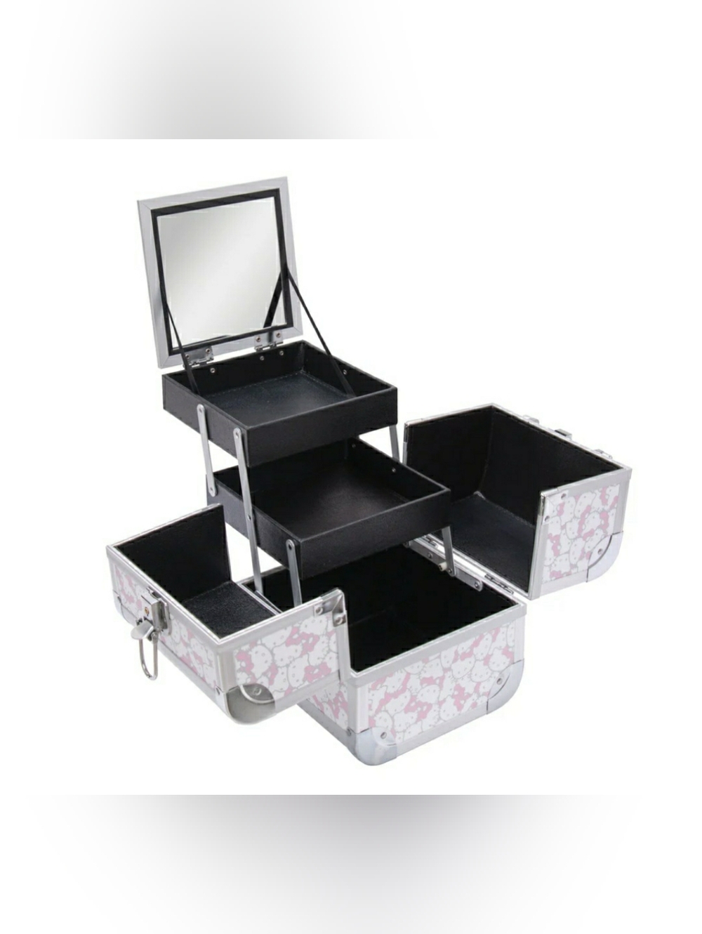 Hello Kitty Pattern Makeup Train Case with Mirror